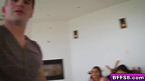 Sexy Teen Neighbors Relish Hardcore Fun with Stepbro in Group