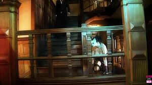 Masked Slave Delivers Epic Blowjob and Doggy Style to Her Master