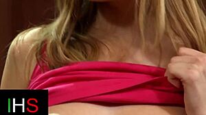 wonderful blonde girl with blue eyes fucks and licks pussy