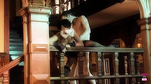 Masked Slave Delivers Epic Blowjob and Doggy Style to Her Master