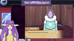 In Avatar, the milfy trainer gives a bonus blowjob to the monster.