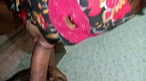 Black Indian Lady Sucks Penis in Bathroom