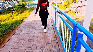 Horny latina bent over for monster cock in park 😈