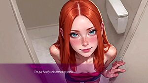 Horny wife cheats in public toilet with stranger in 3D hentai animation