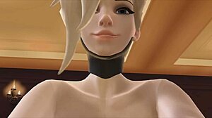 mercy fucks big ass waifu in sex simulator game tits bouncing pussy wet anime blonde ass pounded hard