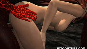 3D babe handles two reptile cocks in every tight hole.