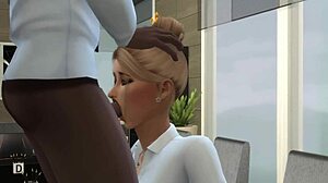 In Sims 4, office babe faces wild interracial gangbang with rough action
