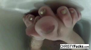 Christy Mack in sexy bath BTS