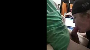 My good friend WORSHIPS my cock in homemade gay session, SWALLOWS the cum