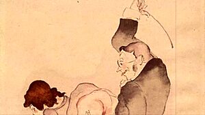 Vintage erotic illustration from anime hentai cartoon