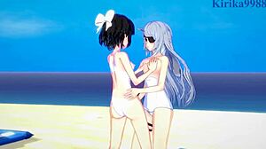 Miku Kohinata And Laura Bodewig In Symphogear Infinite Stratos 3D Cartoon