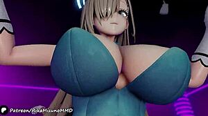 seductive dance with asuna and karine in 3d anime heat