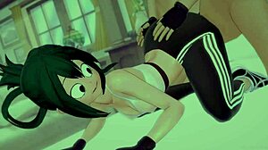 Froppy Gets Wet After Workout in Adult MHA Cartoon Version