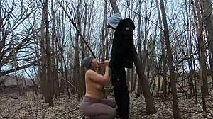 Topless Curvy Girl Sucks Fat Cock in Park