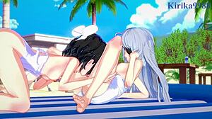 Miku Kohinata And Laura Bodewig In Symphogear Infinite Stratos 3D Cartoon