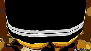 Cartoon stepdaughter screams, Papi, stop, my ass hurts!