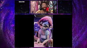 Marie and callie take turns riding a creamy cock in hentai game