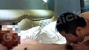 Couple gay Asian amateurs in hot bareback action