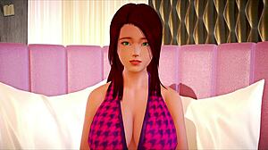 In my new family, she shows her big tits