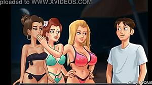 Summertime Saga - Kinky Girlfriend Shares Big Dick Boyfriend with BFF on Beach!