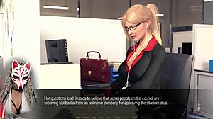 Jessica Oneil delivers hard news in episode 4, that blonde milf in the 3D cartoon office at work.