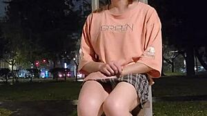 I’m overwhelmed watching Ting Xuan pee outdoors and use a dildo for pleasure