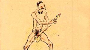 Vintage erotic illustration from anime hentai cartoon