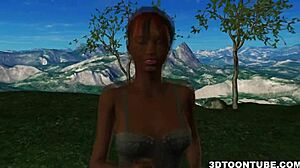 Do two bi 3d babes lick and share a cock?