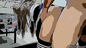 Cartoon stepdaughter screams, Papi, stop, my ass hurts!