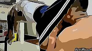 Cartoon stepdaughter screams, Papi, stop, my ass hurts!