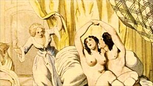 Vintage erotische illustratie met klassieke anime charme