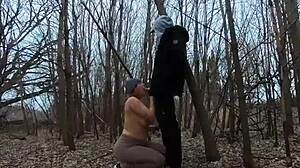 Topless Curvy Girl Sucks Fat Cock in Park