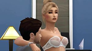 In Sims 4, office babe faces wild interracial gangbang with rough action