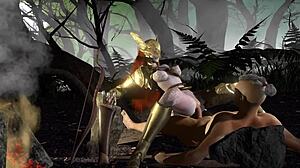 Malenia rides hard on top in forest loop for Elden Ring 3D parody