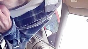 Dialogic Morning blowjob for my buddy in the car, sloppy cum in mouth!