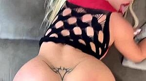 blonde gags on boyfriend’s huge cock before doggystyle banging