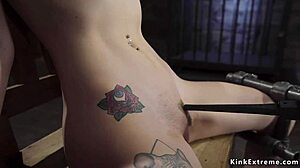 Ever seen a pale brunette dive into tight bondage play?