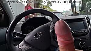 Risky public street handjob for student in broad daylight