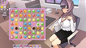 My boss teases me with her massive tits in this tsundere milf hentai game?