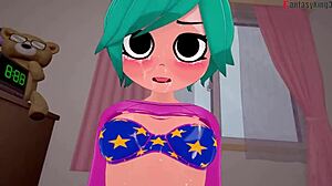 Ramona Flowers gives Scott Pilgrim a blowjob in full POV fantasy scene.