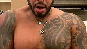 tattooed viktor rom, huge latino cock, gets off solo in dirty talk