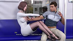 Insanely Horny Train Ride with Shaved Pussy!