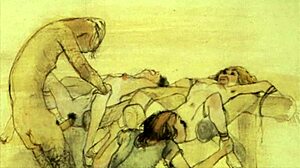 Vintage hentai illustration with erotic anime cartoon scenes 😏