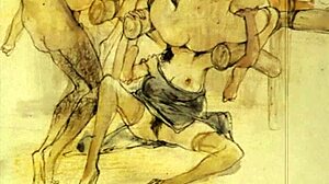 Vintage hentai illustration with erotic anime cartoon scenes 😏