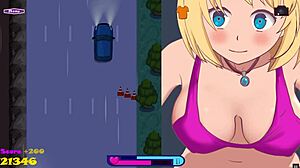 Exhibitionist girl rides dildo on bike in public outdoor hentai sex game.