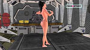 Animated 3D solo girl cartoon video of cute Indian bhabhi giving sexy poses and masturbating with banana