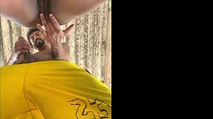 Watched my neighbor on the roof hanging clothes. Couldn't resist, went all in and finished hard on her skin.