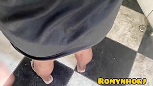 Watched my neighbor on the roof hanging clothes. Couldn't resist, went all in and finished hard on her skin.