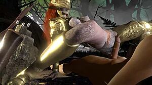 Malenia rides hard on top in forest loop for Elden Ring 3D parody