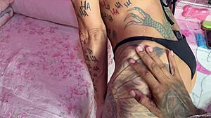 damn, look at this tattooed sexy teen taking it raw with a young stud!